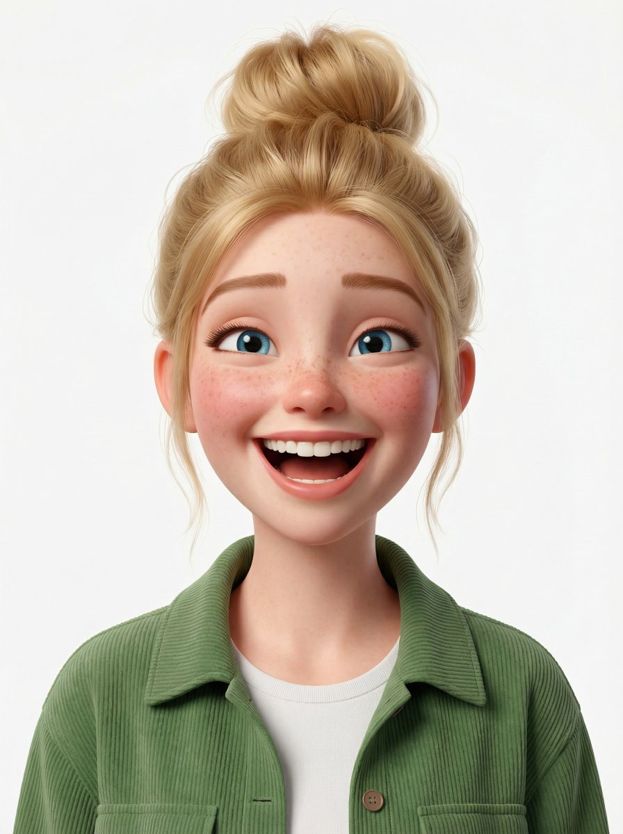 Create a head-and-shoulders Pixar-style 3D avatar of an e...