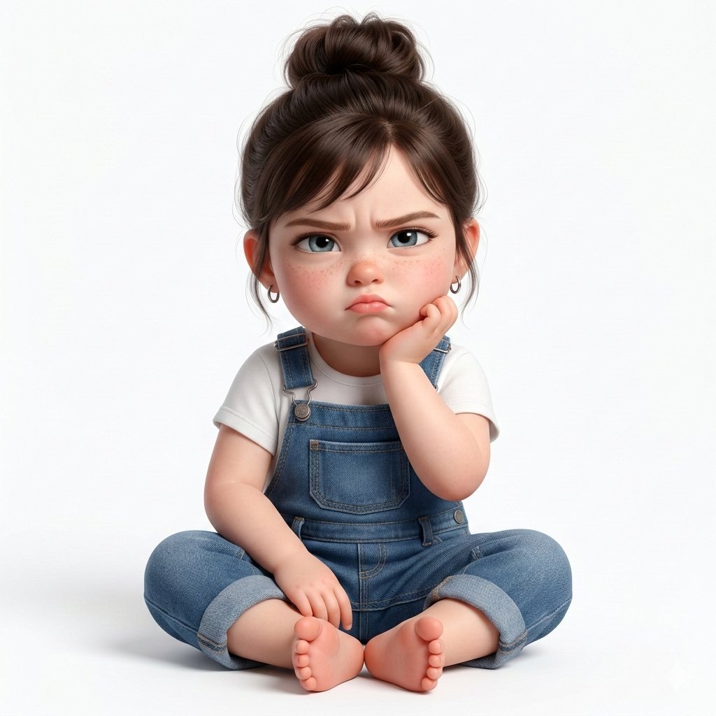 Create a super cute, hyper-realistic 3D render of a toddl...