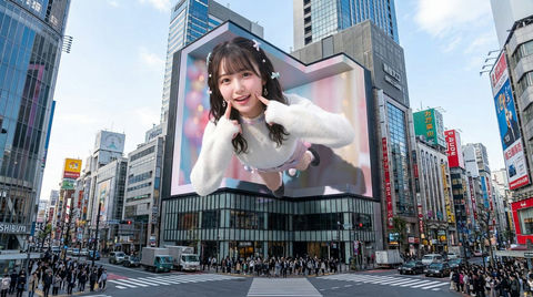 繁华新宿街头震撼的裸眼3D巨幕奇观