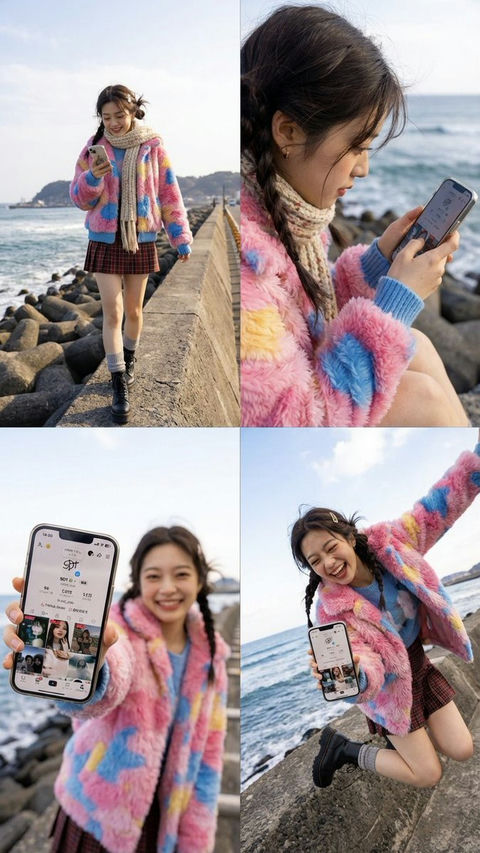 活力四联拍：手机交互的动感瞬间